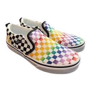 Vans Classic Rainbow Slip-On Checkerboard Shoe - Missy 4